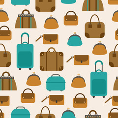 Seamless pattern of bags, luggage, baggage