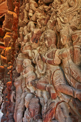 Wood carving as the angle is type of Thai art, Thailand