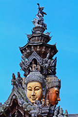 Wood carving at Sanctuary of Truth in Thailand