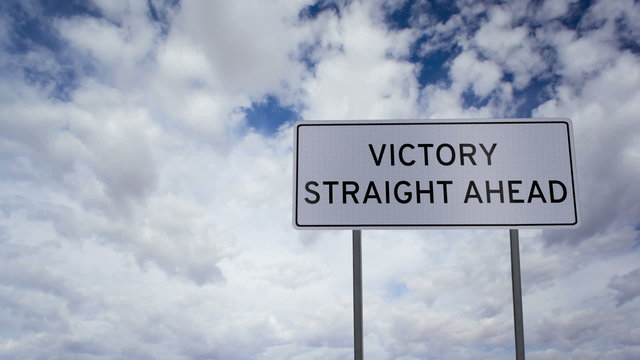 Victory Ahead Sign Clouds Timelapse
