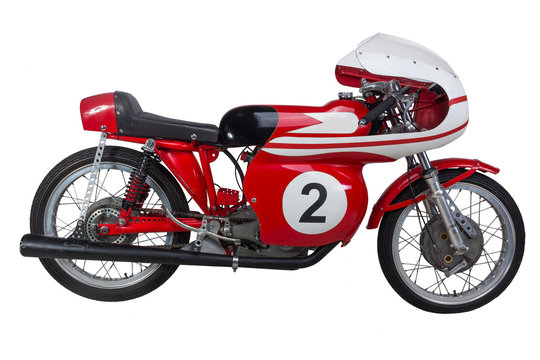 vintage italian race motobike isolated on white background