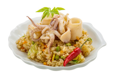 Fried rice with calamari