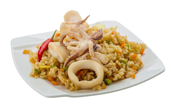 Fried rice with calamari