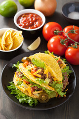 mexican taco shells with beef and vegetables