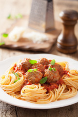 spaghetti with meatballs in tomato sauce
