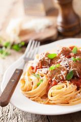 spaghetti with meatballs in tomato sauce