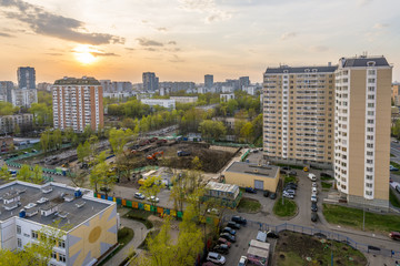 Modern residential quarters in Moscow. panorama