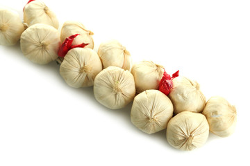 Fototapeta premium Vintage garlic and pepper decoration. isolated on white