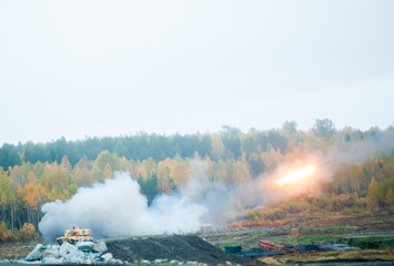 Rocket launch by TOS-1A system