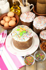 Easter cake preparing in kitchen