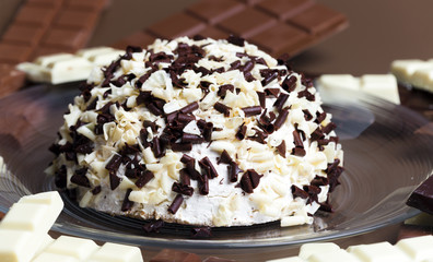 still life of chocolate with chocolate cake