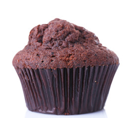Chocolate muffin isolated on white