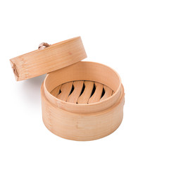 Bamboo steamer  isolated on white background