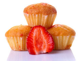 Tasty muffins isolated on white