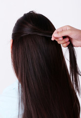 Fototapeta premium Creating hairstyles hairdresser close-up