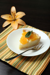 Piece of homemade orange tart