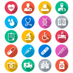 Health care flat color icons