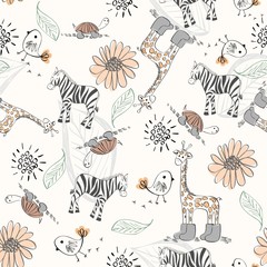 Naklejka premium doodle seamless pattern