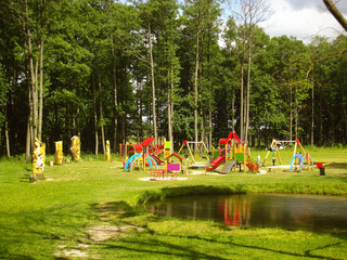 Playground in a picturesque forest