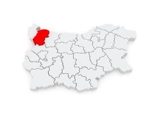 Map of Montana area. Bulgaria.