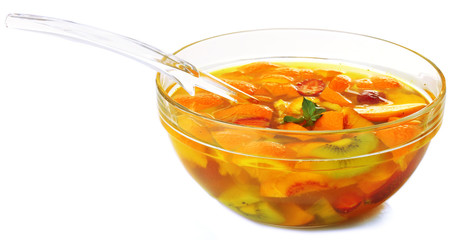 punch in glass bowl, isolated on white