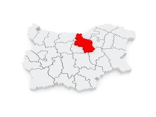 Map of Veliko Tarnovo Province. Bulgaria.