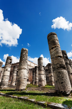 Temple of Thousand Warriors columns Itza Mexico