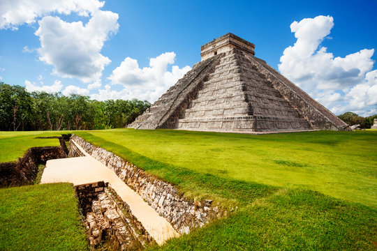 Monument of Chichen Itza during summer in Mexico