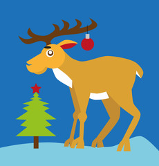 Reindeer and Christmas tree