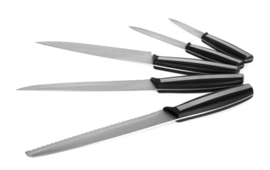 Five steel kitchen knives