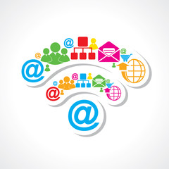 Social media icons make wi-fi sign stock vector