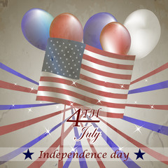 Retro vector illustration of Independence Day