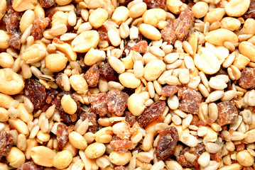 A Background of Dried Raisins and Mixed Nuts