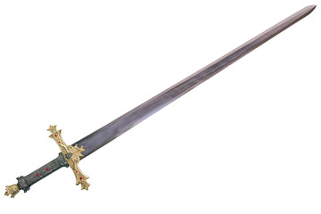 Medieval sword isolated on white background. Cut out.