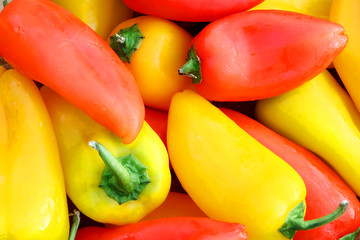 Colllection of Fresh, Sweet Red and Yellow Peppers Background