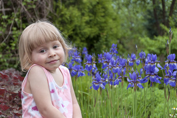 Little girl with flowers