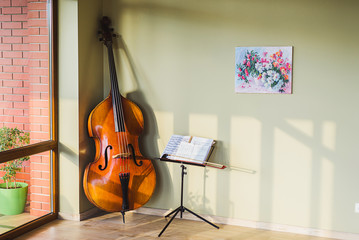 Naklejka premium old contrabass