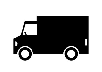 Delivery van on white background