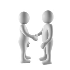 3d men shake hands
