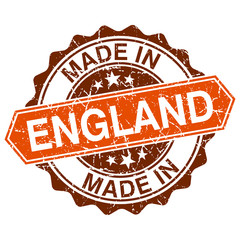 made in England vintage stamp isolated on white background