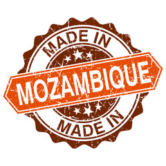 made in Mozambique vintage stamp isolated on white background