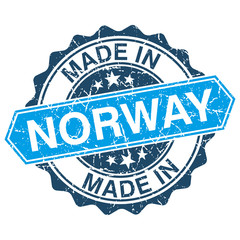 made in Norway vintage stamp isolated on white background