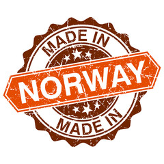 made in Norway vintage stamp isolated on white background