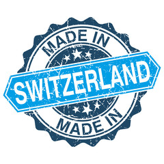 made in Switzerland vintage stamp isolated on white background