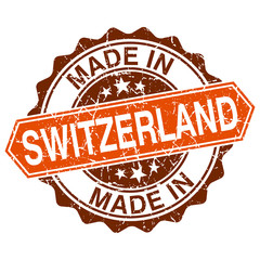 made in Switzerland vintage stamp isolated on white background