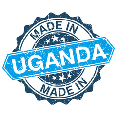 made in Uganda vintage stamp isolated on white background