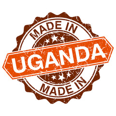made in Uganda vintage stamp isolated on white background