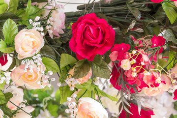 Red flower fake in outdoor daylight