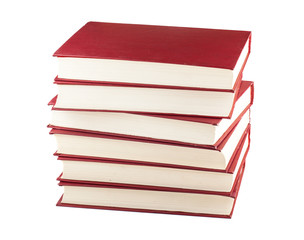 Stack of six red books