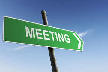Meeting direction. Green traffic sign.